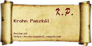 Krohn Paszkál névjegykártya